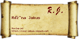 Róna Jakus névjegykártya
